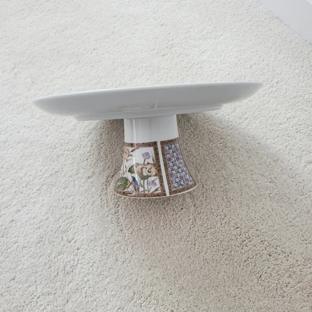 Vintage Bird and Flower Cake Stand